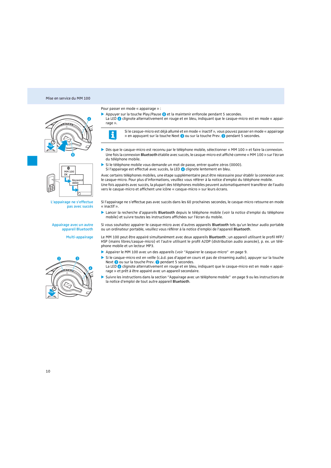 Sennheiser MM 100 instruction manual Multi-appairage 