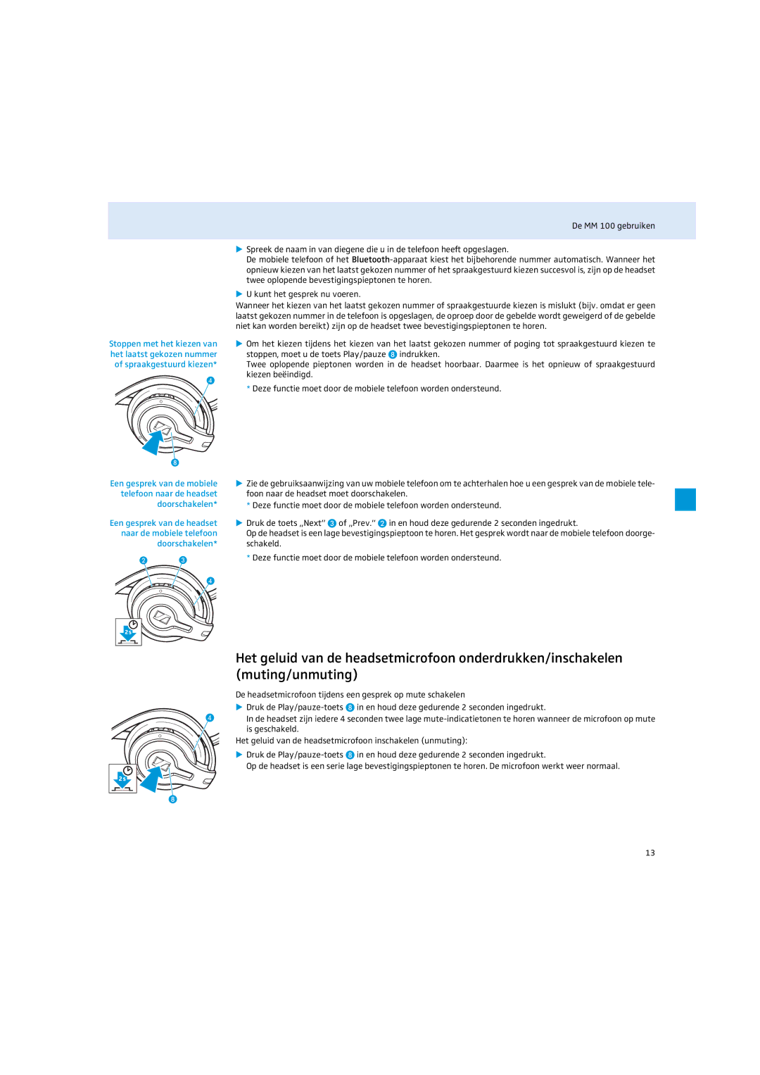 Sennheiser instruction manual De MM 100 gebruiken 