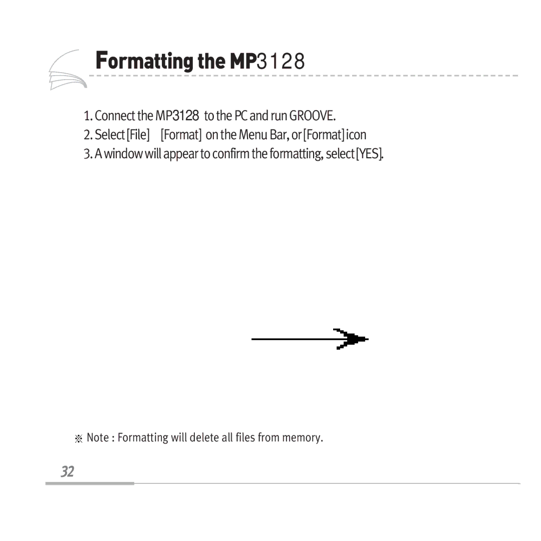 Sennheiser manual FormattingtheMP3128 