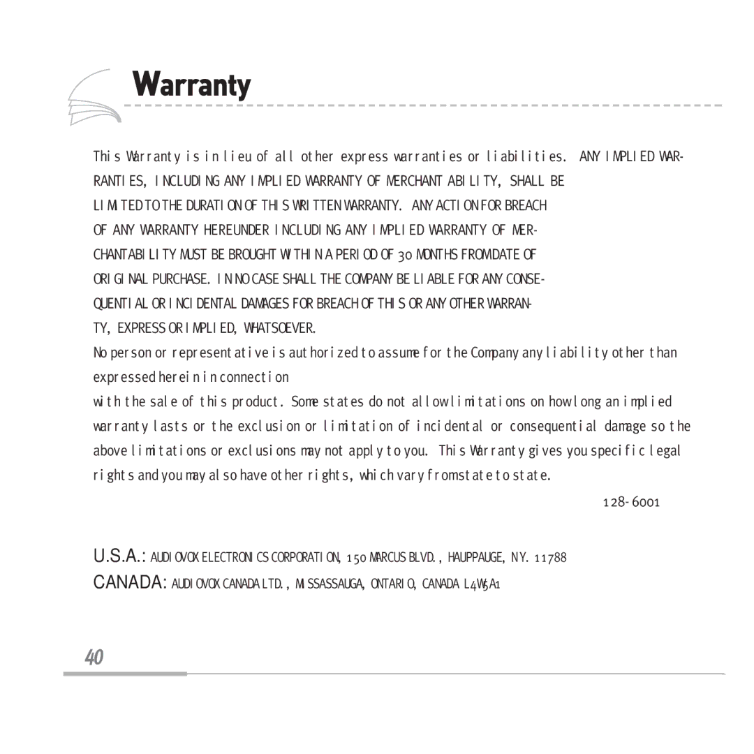 Sennheiser MP3128 manual Warranty 