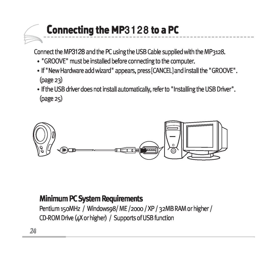 Sennheiser manual ConnectingtheMP3128 toaPC, Minimum PC System Requirements 
