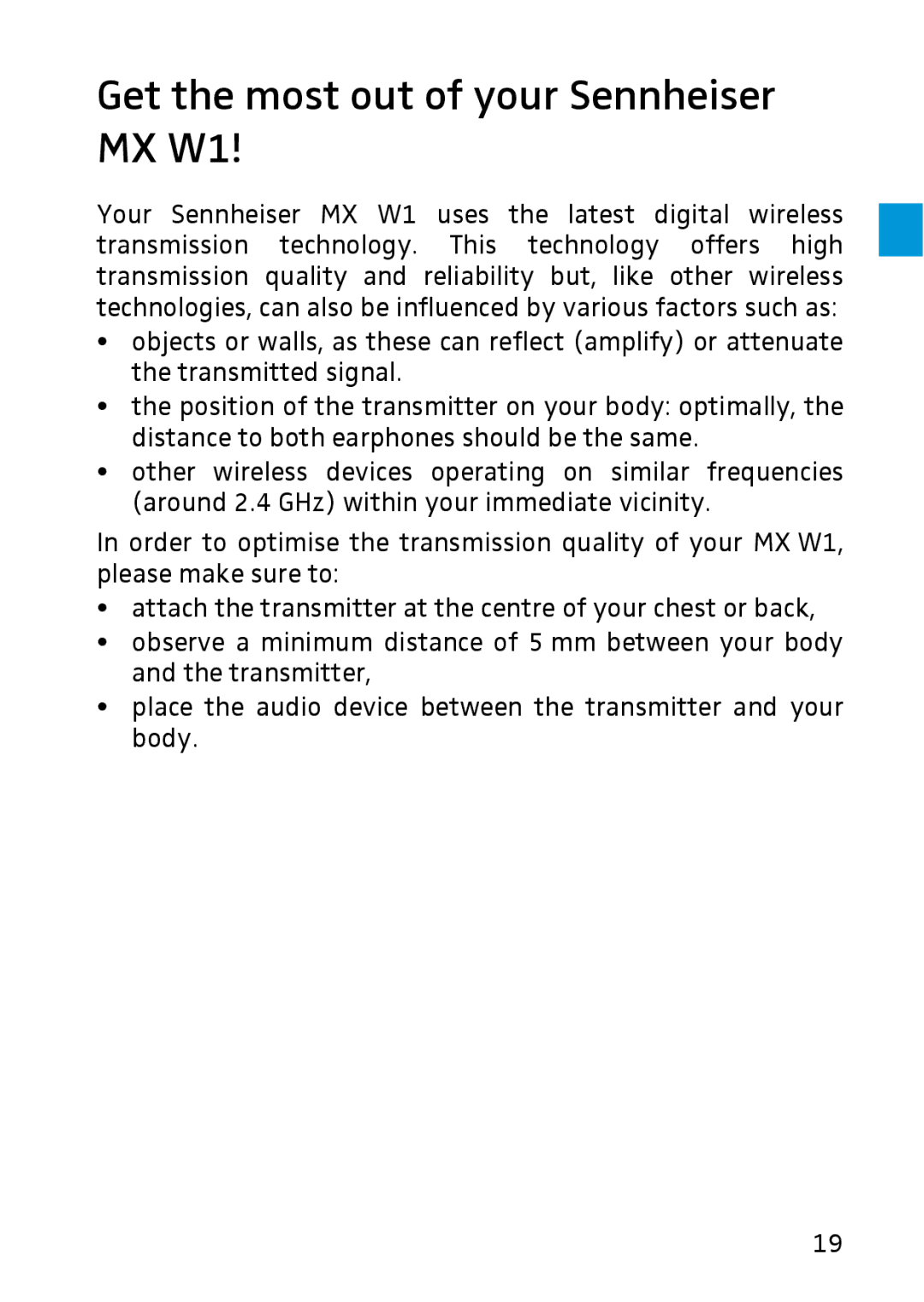 Sennheiser instruction manual Get the most out of your Sennheiser MX W1 