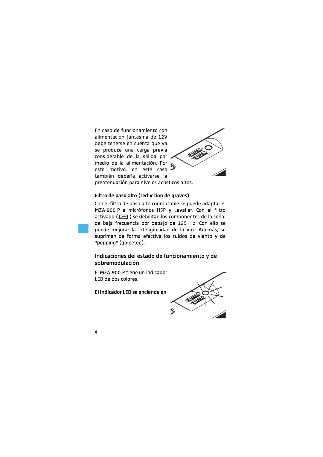 Sennheiser MZA 900 P manual Filtro de paso alto reducción de graves 