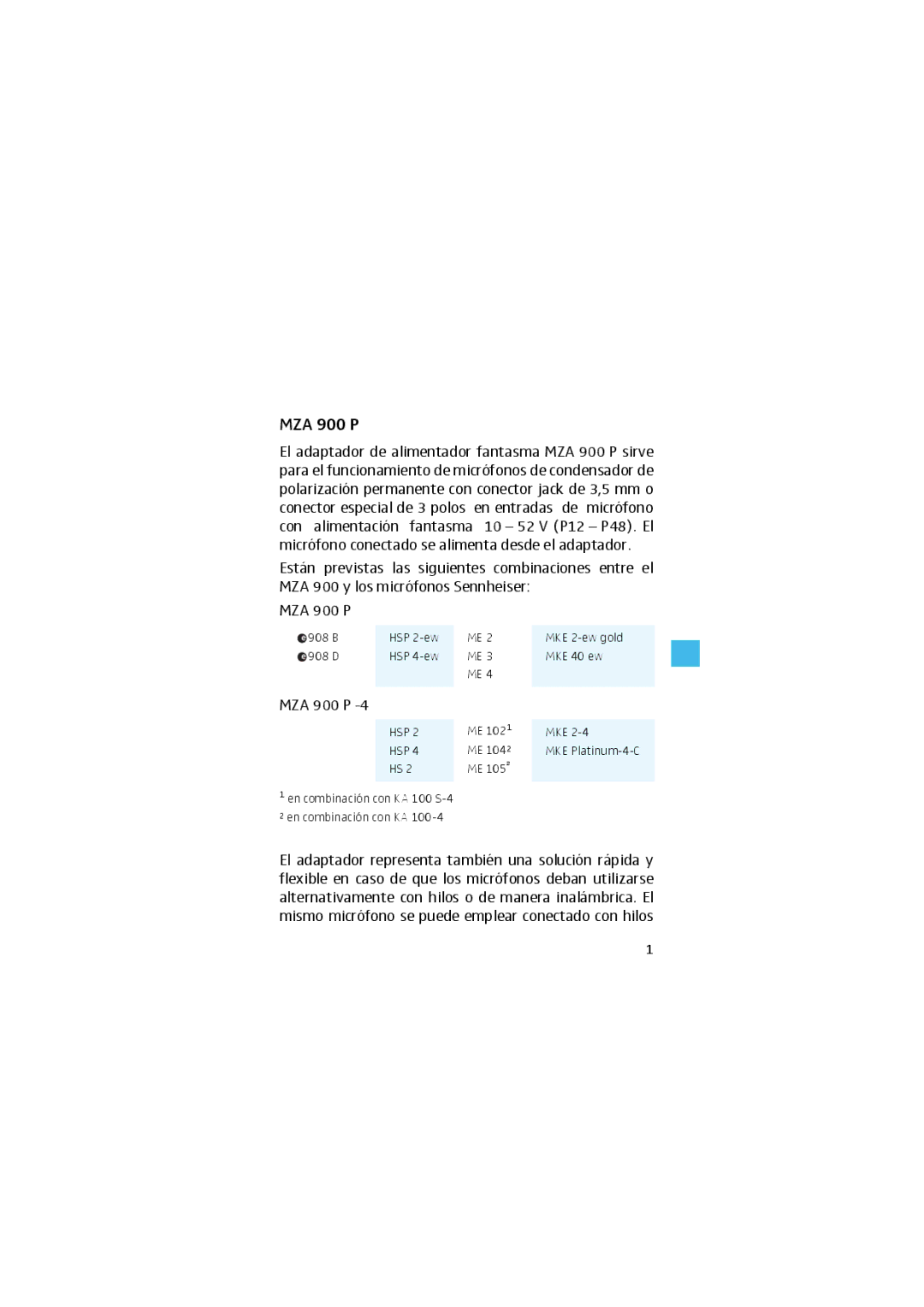 Sennheiser MZA 900 P manual 