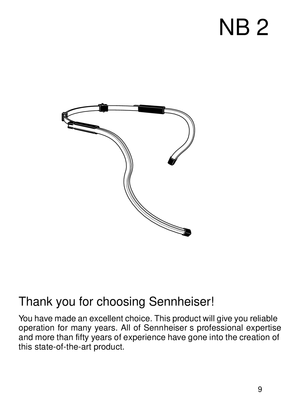 Sennheiser NB 2 manual Thank you for choosing Sennheiser 