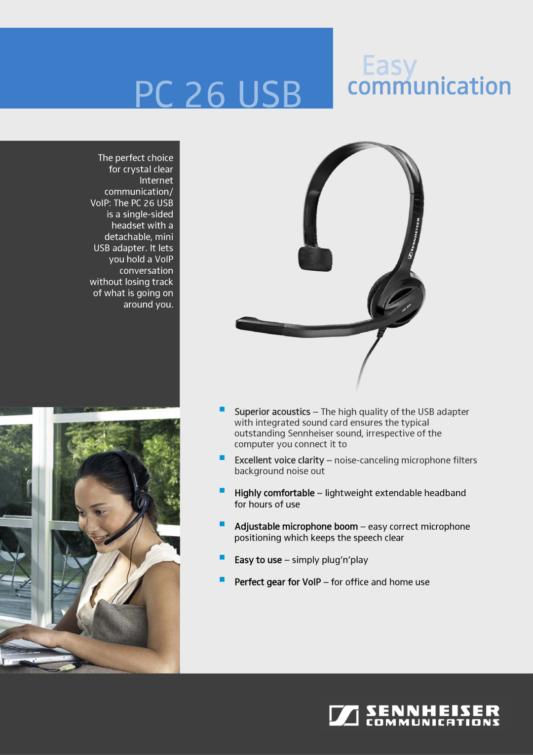 Sennheiser PC 26 USB manual Communication 