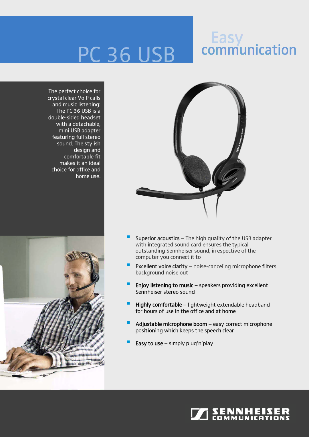 Sennheiser PC 36 USB manual Communication 