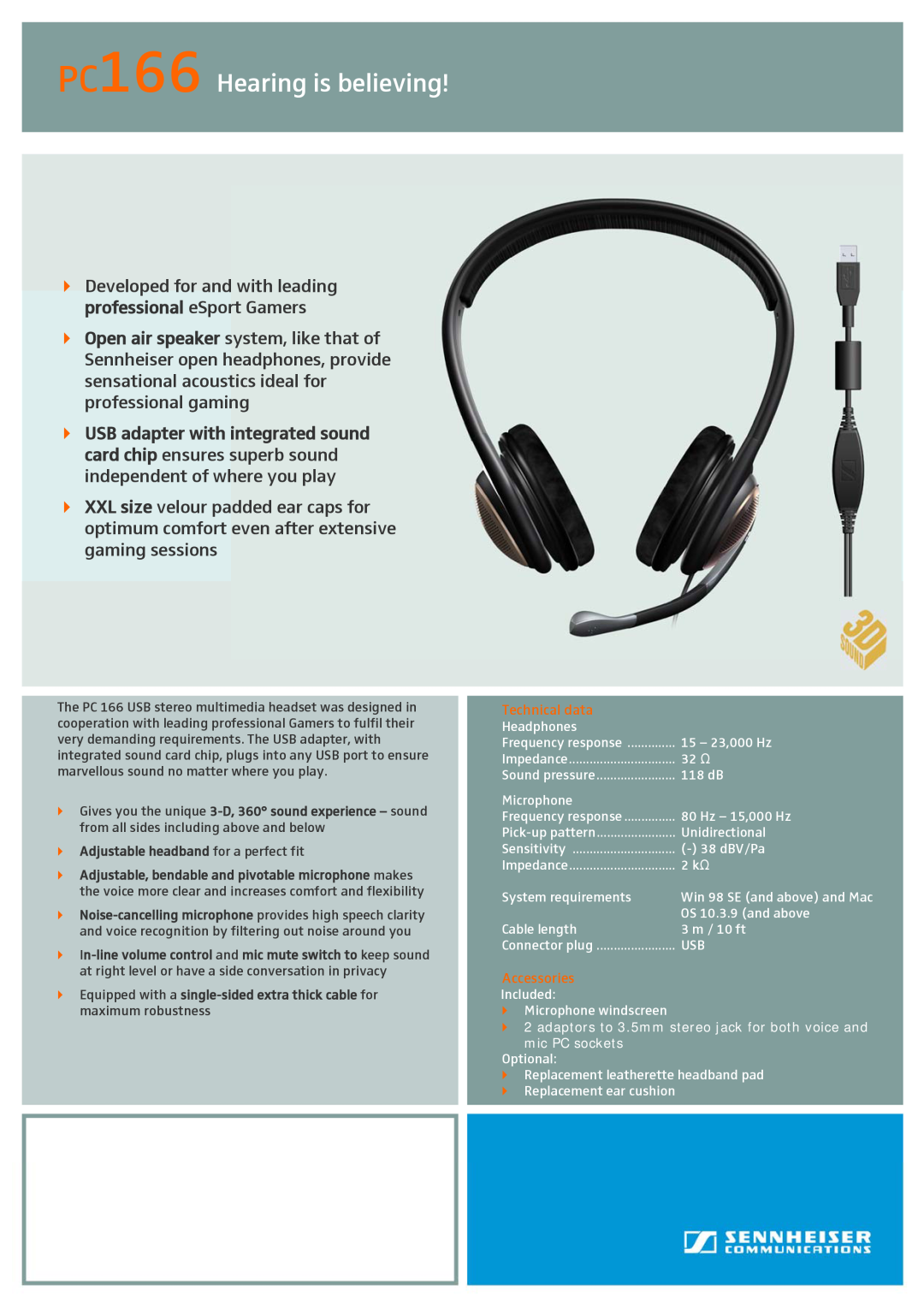 Sennheiser manual PC166 Hearing is believing 