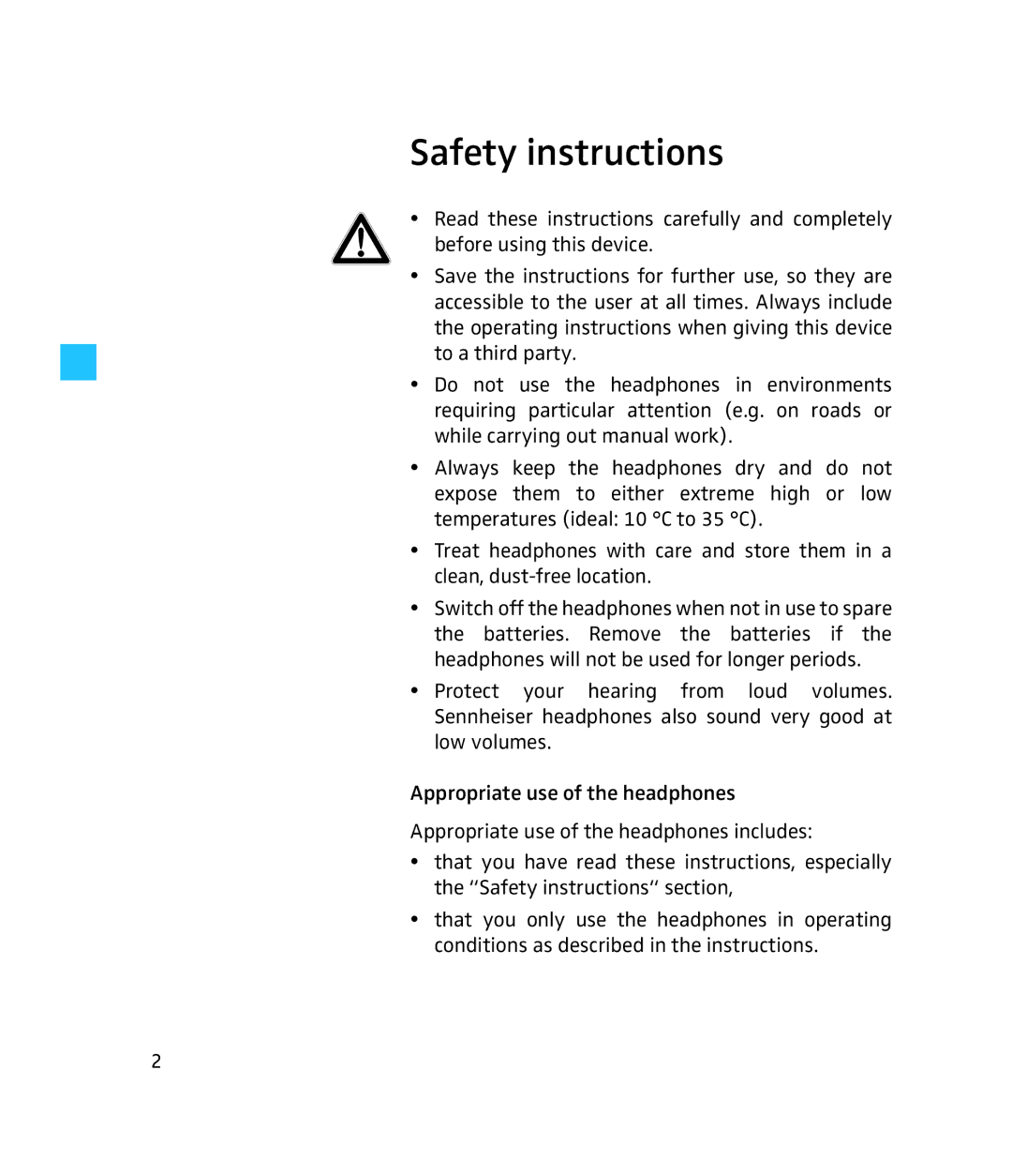 Sennheiser PXC 450 instruction manual Safety instructions 