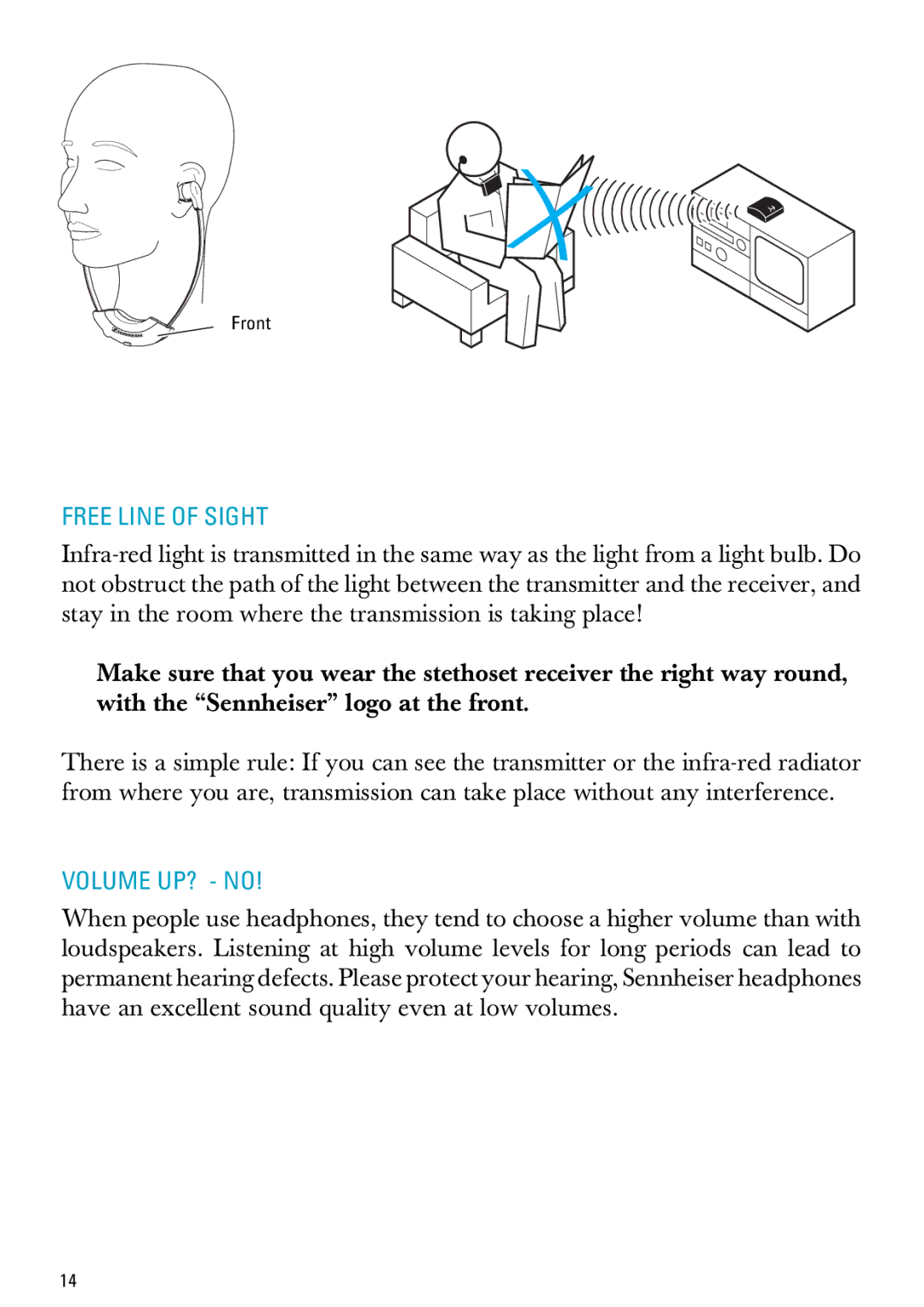 Sennheiser RI 300 manual Free Line of Sight, Volume UP? no 