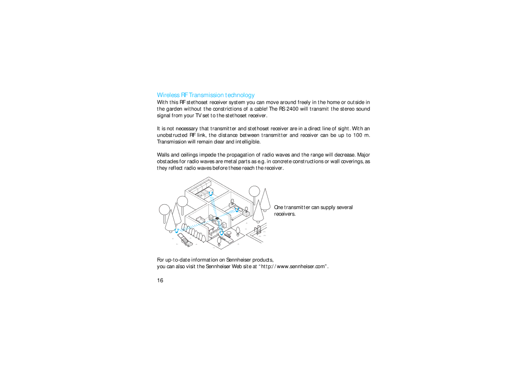 Sennheiser RS 2400 manual Wireless RF Transmission technology 