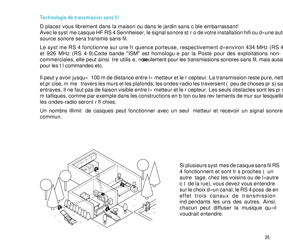 Sennheiser RS 4 manual Technologie de transmission sans fil 