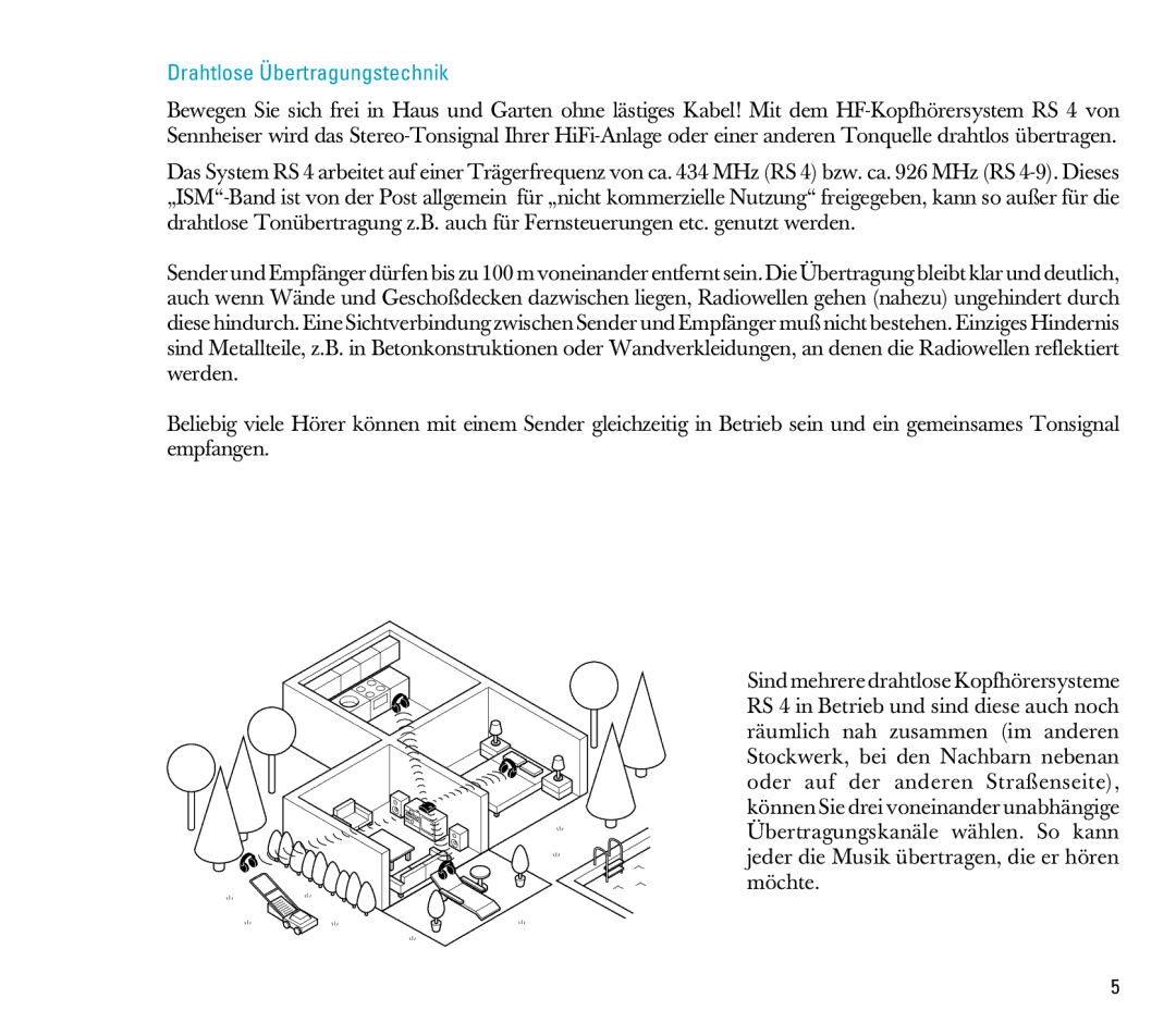 Sennheiser RS 4 manual Drahtlose Übertragungstechnik 