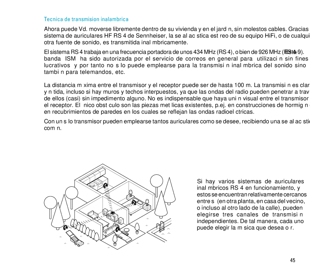 Sennheiser RS 4 manual Tecnica de transmision inalambrica 