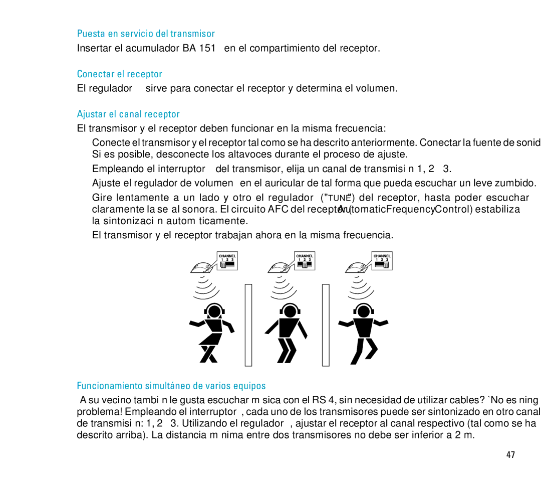 Sennheiser RS 4 manual Conectar el receptor, Ajustar el canal receptor, Funcionamiento simultáneo de varios equipos 