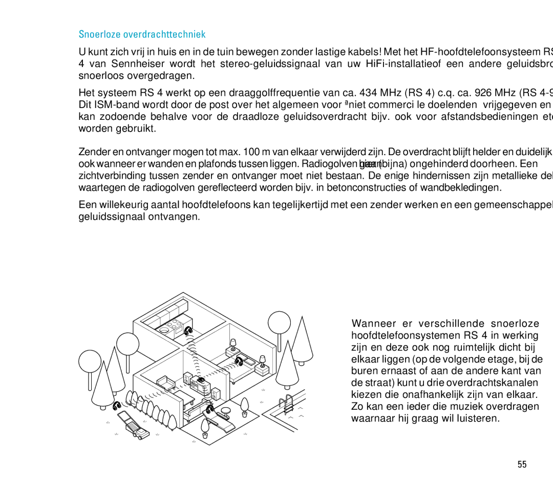 Sennheiser RS 4 manual Snoerloze overdrachttechniek 