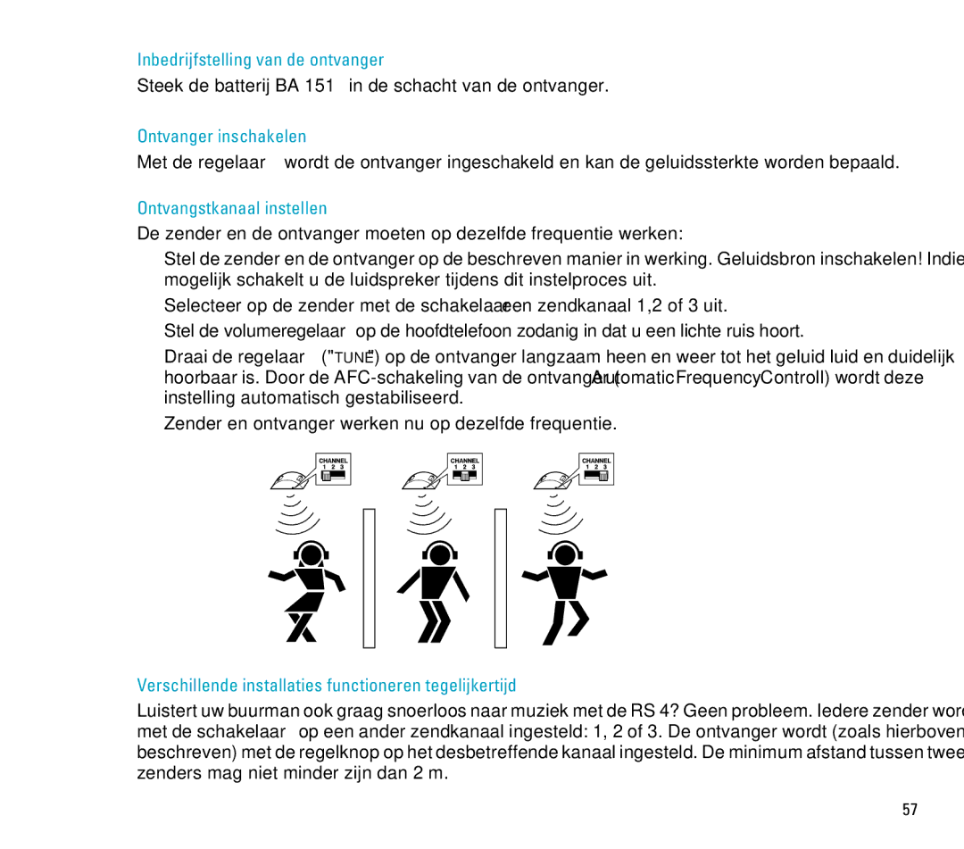 Sennheiser RS 4 manual Inbedrijfstelling van de ontvanger, Ontvanger inschakelen, Ontvangstkanaal instellen 