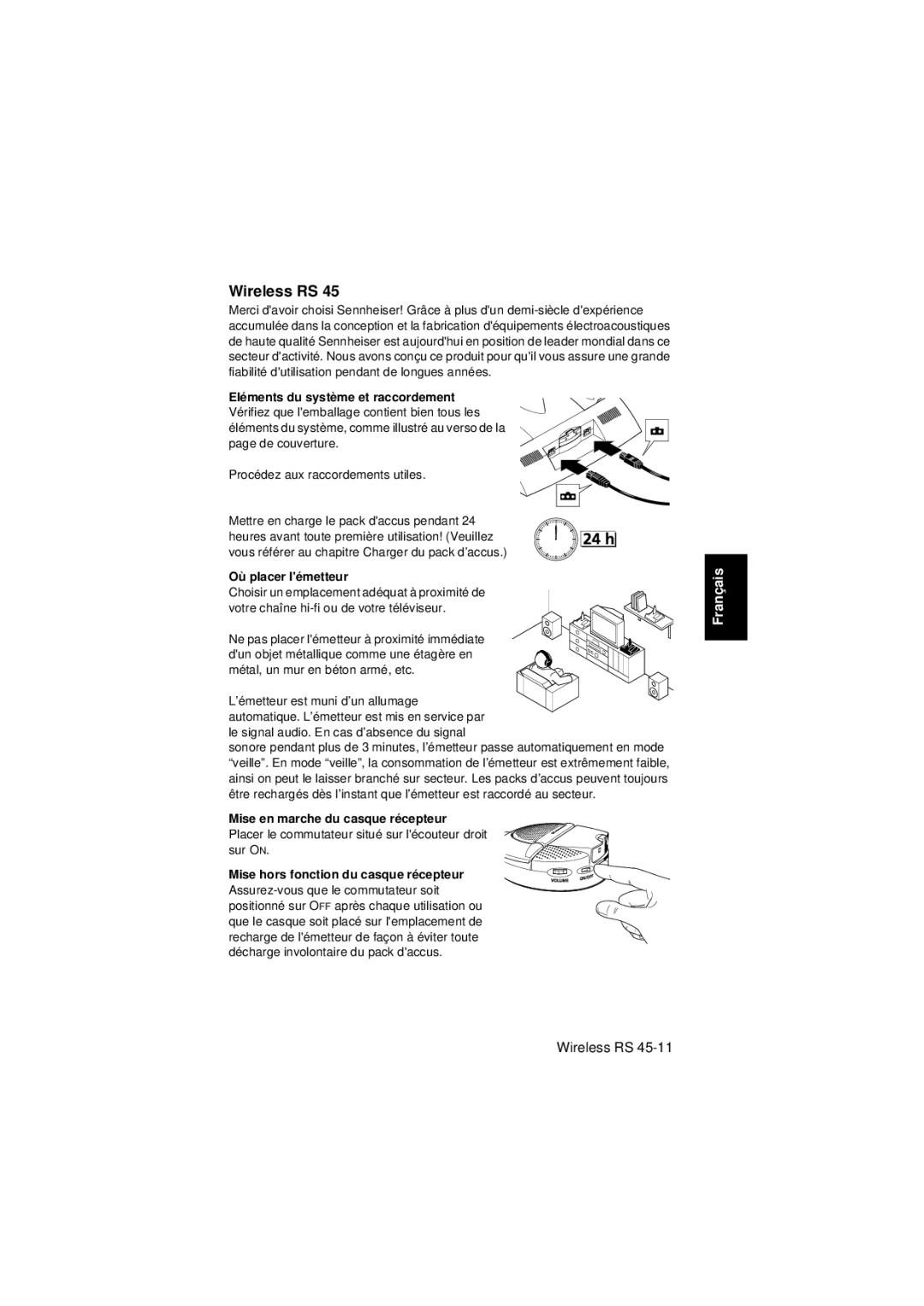 Sennheiser RS 45 instruction manual Procédez aux raccordements utiles, Où placer lémetteur 