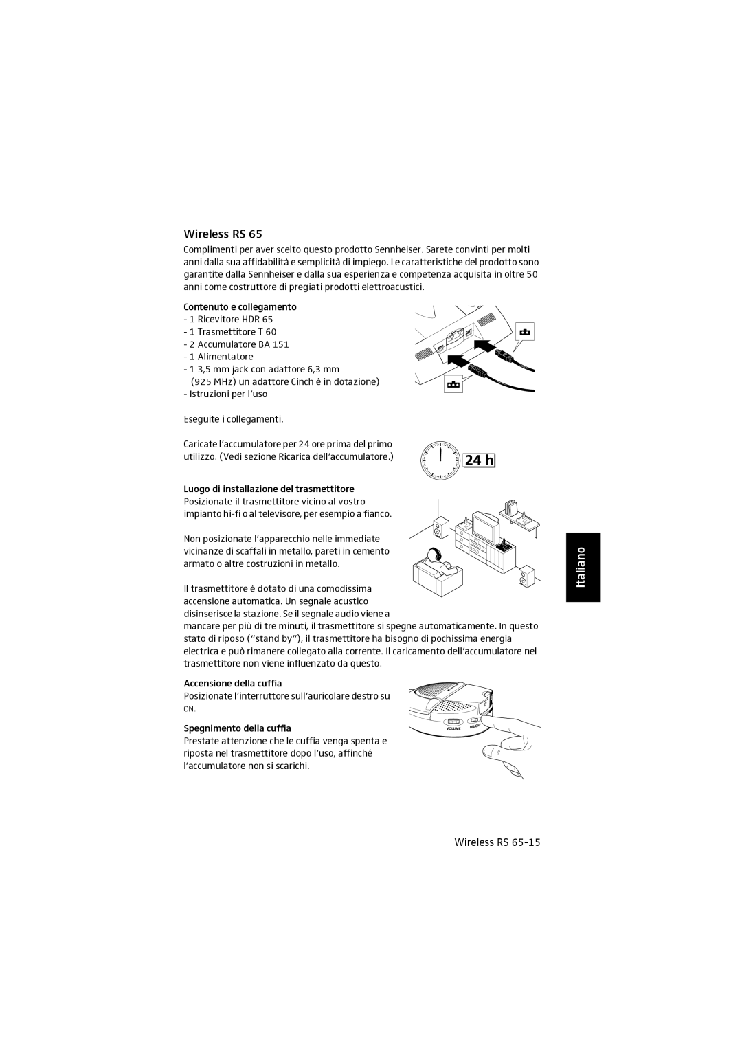 Sennheiser RS 65 manual Italiano 