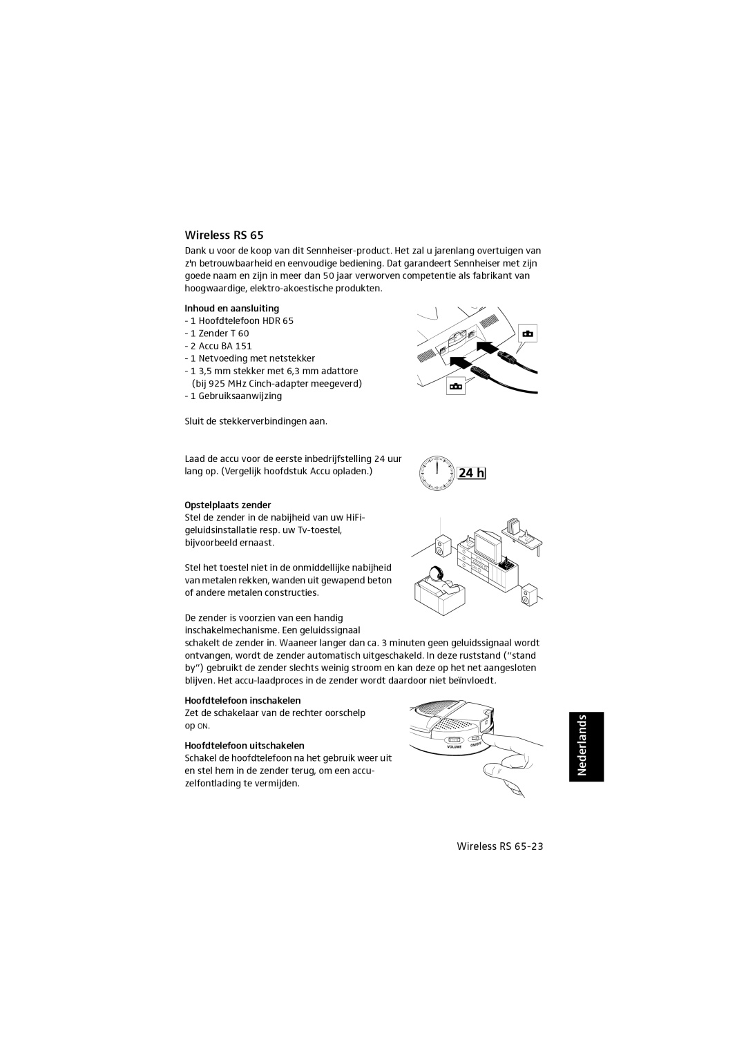 Sennheiser RS 65 manual Nederlands 