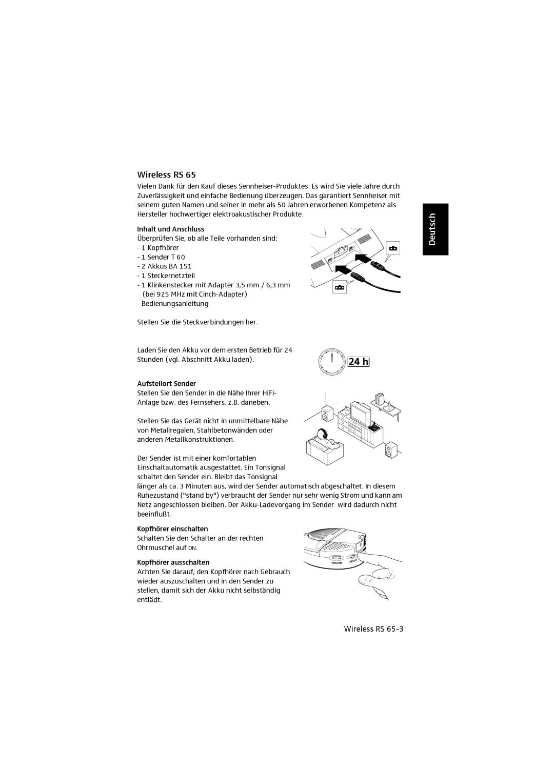 Sennheiser RS 65 manual Deutsch 