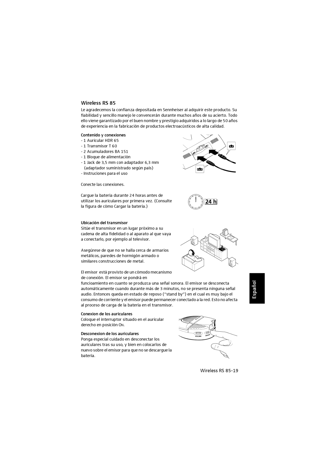 Sennheiser RS 85 manual Transmisor T 