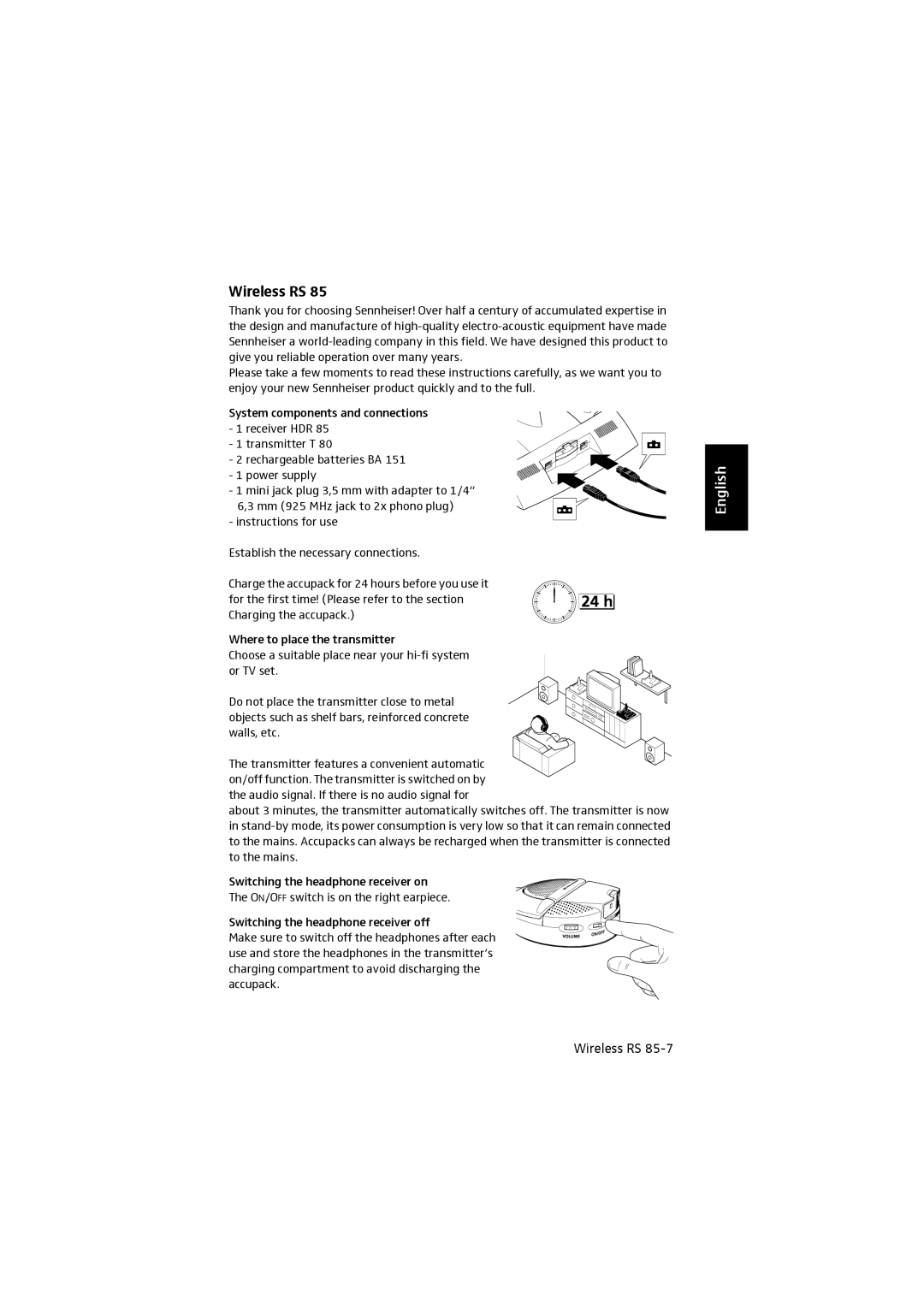 Sennheiser RS 85 manual Wireless RS 