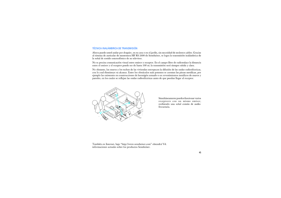 Sennheiser RS2400 instruction manual Técnica Inalámbrica DE Transmisión 