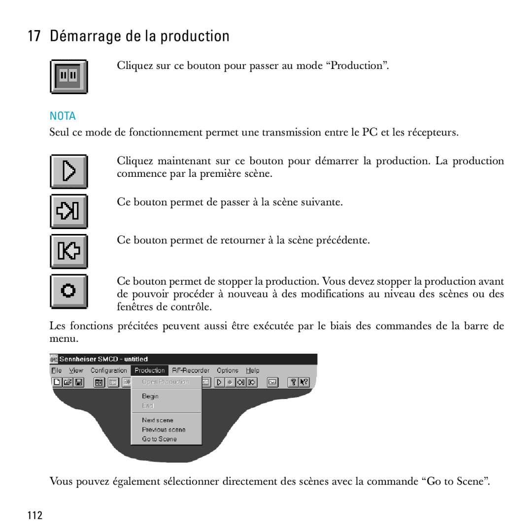 Sennheiser S-MCD 3000 HP manual 17 Démarrage de la production 