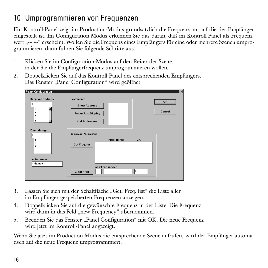 Sennheiser S-MCD 3000 HP manual Umprogrammieren von Frequenzen 