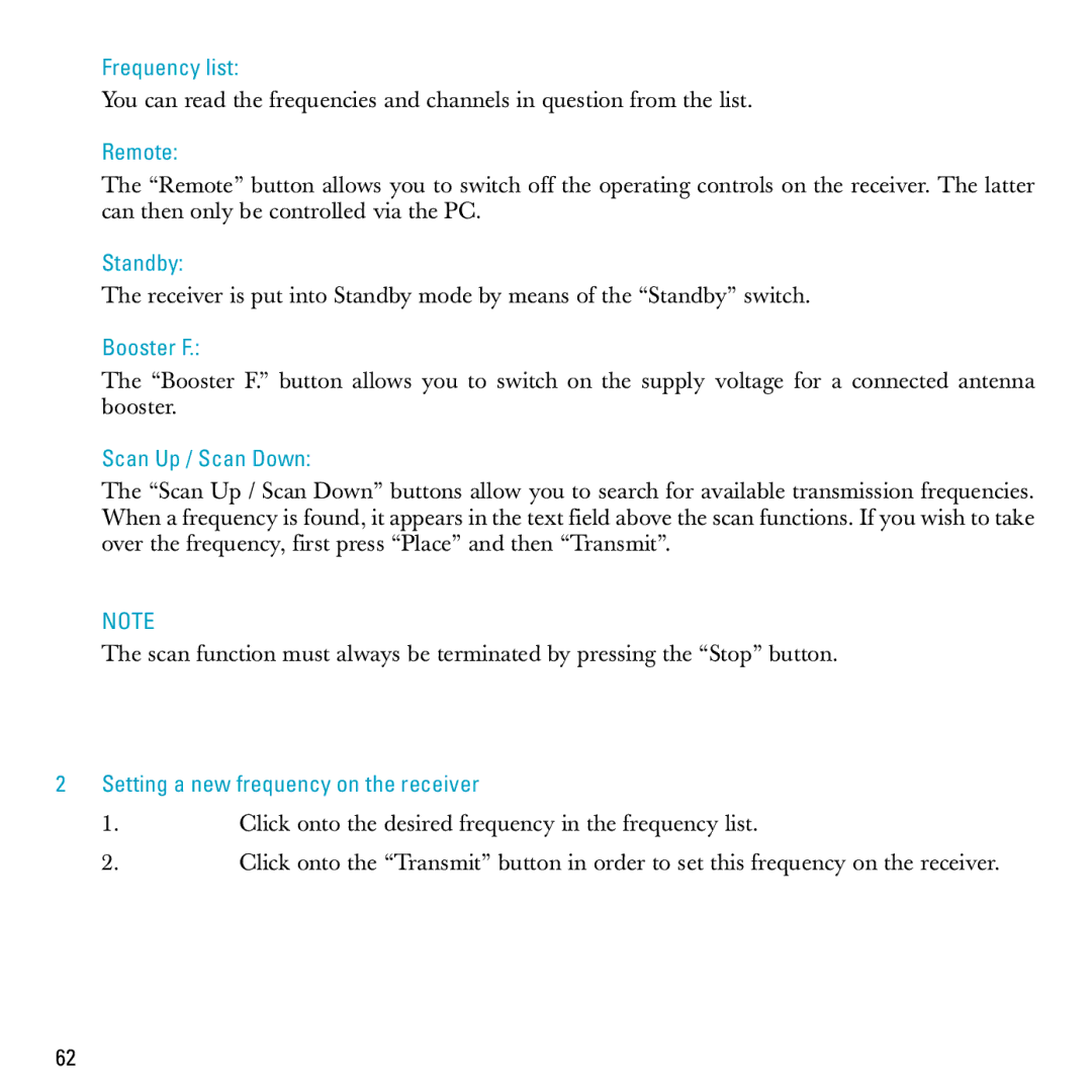 Sennheiser S-MCD 3000 HP manual Frequency list, Setting a new frequency on the receiver 