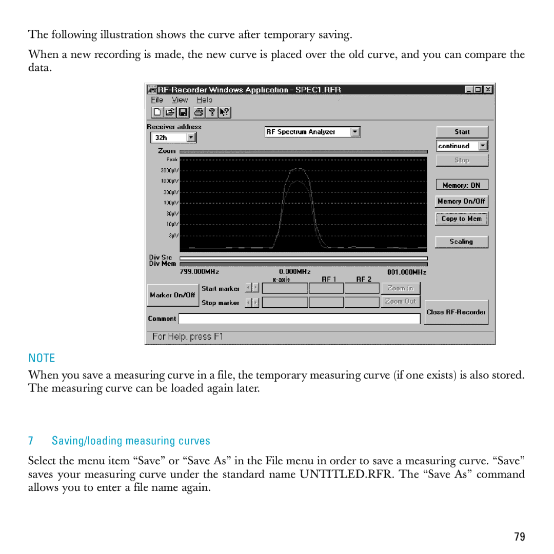 Sennheiser S-MCD 3000 HP manual Saving/loading measuring curves 