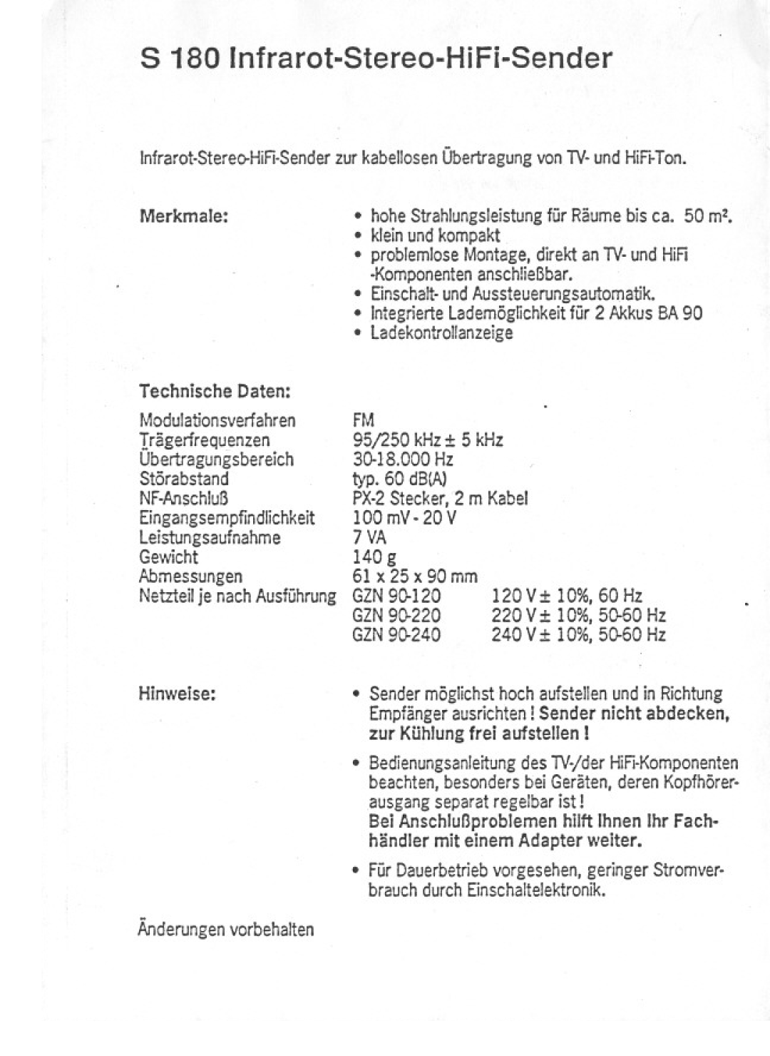 Sennheiser S180 manual 