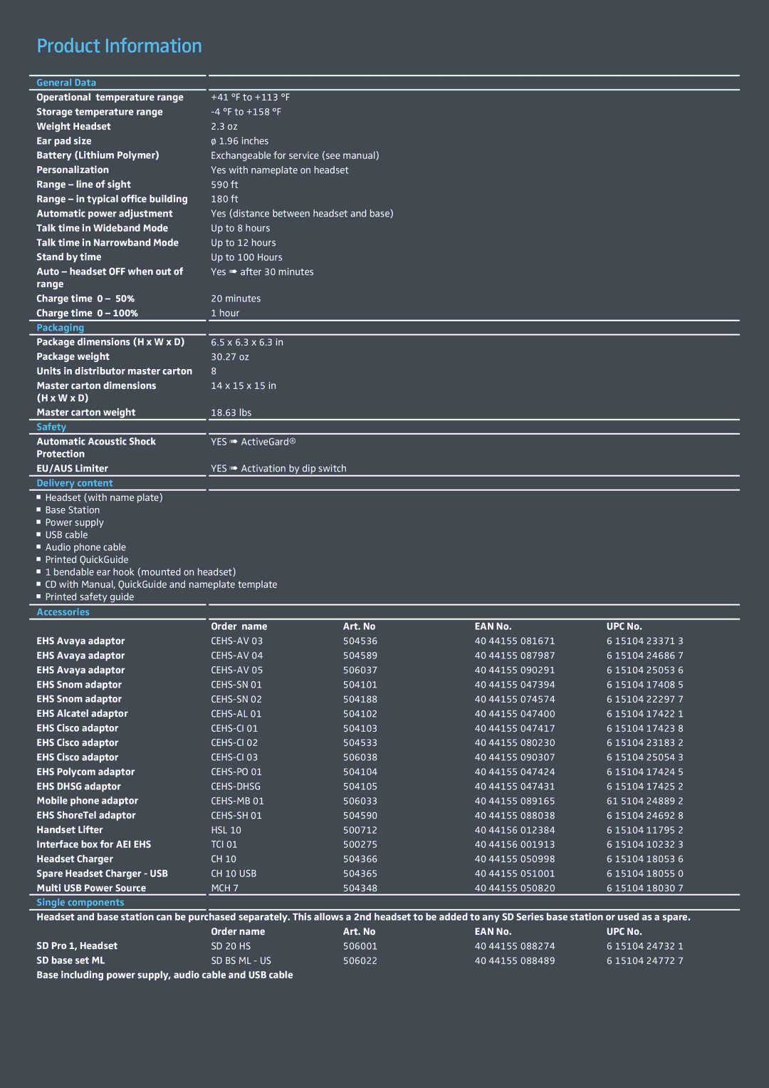 Sennheiser SD PRO 1 ML manual Operational temperature range 