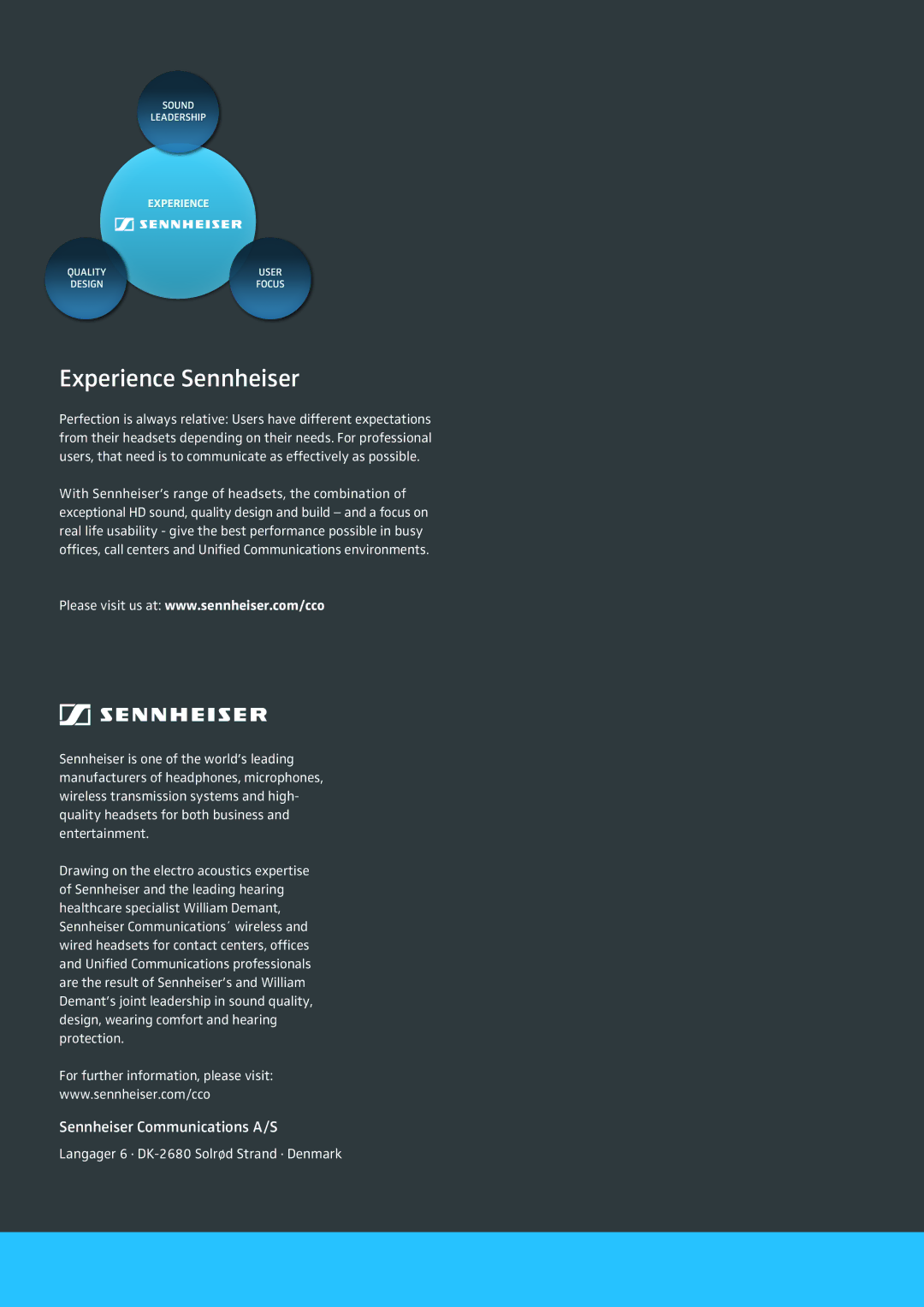 Sennheiser SD PRO 1 ML manual Experience Sennheiser 