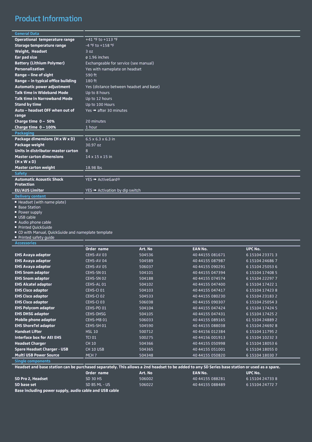 Sennheiser SD PRO 2 ML manual Operational temperature range 