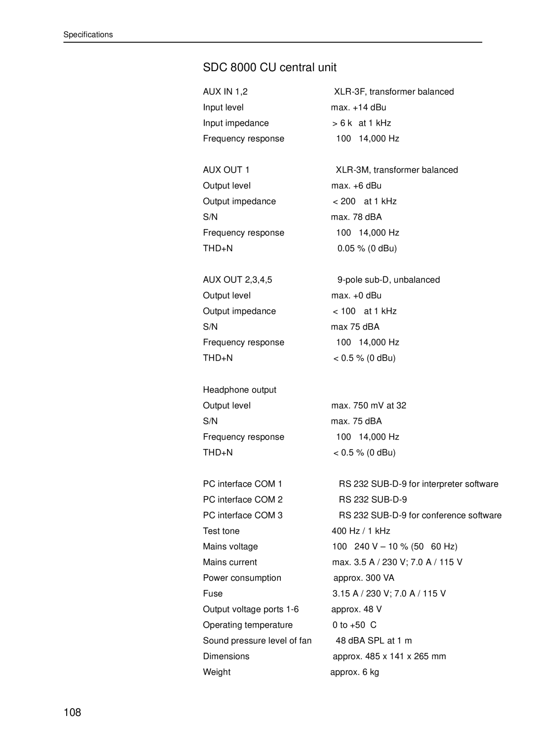 Sennheiser SDC 8000 system manual 108 