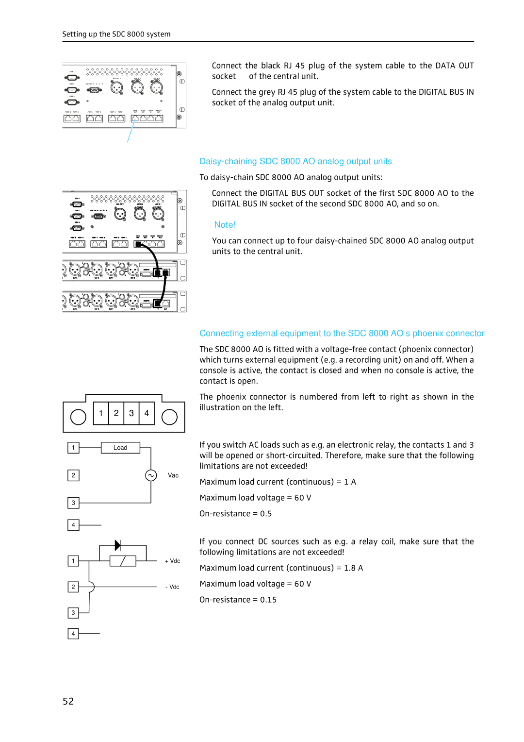 Sennheiser system manual Daisy-chaining SDC 8000 AO analog output units 