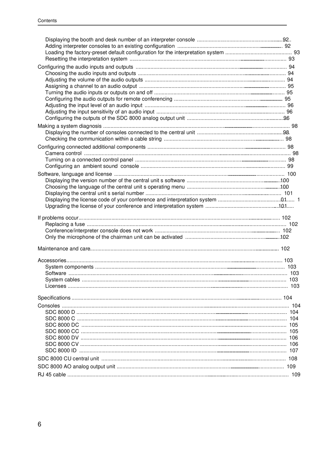 Sennheiser SDC 8000 system manual 100 