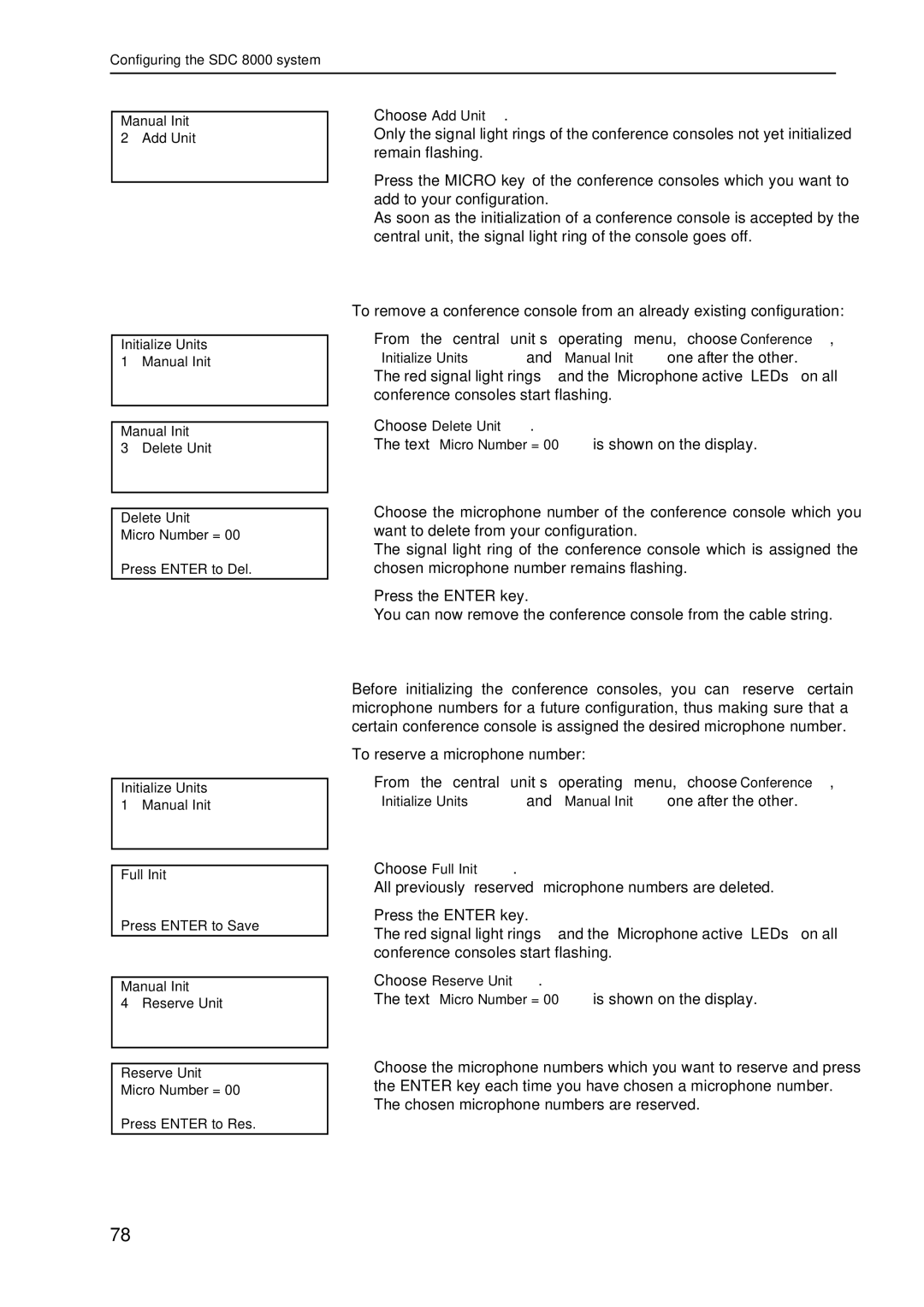 Sennheiser SDC 8000 system manual Reserving a microphone number 