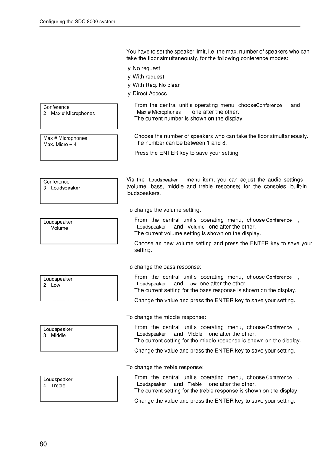 Sennheiser SDC 8000 system manual Setting the speaker limit 