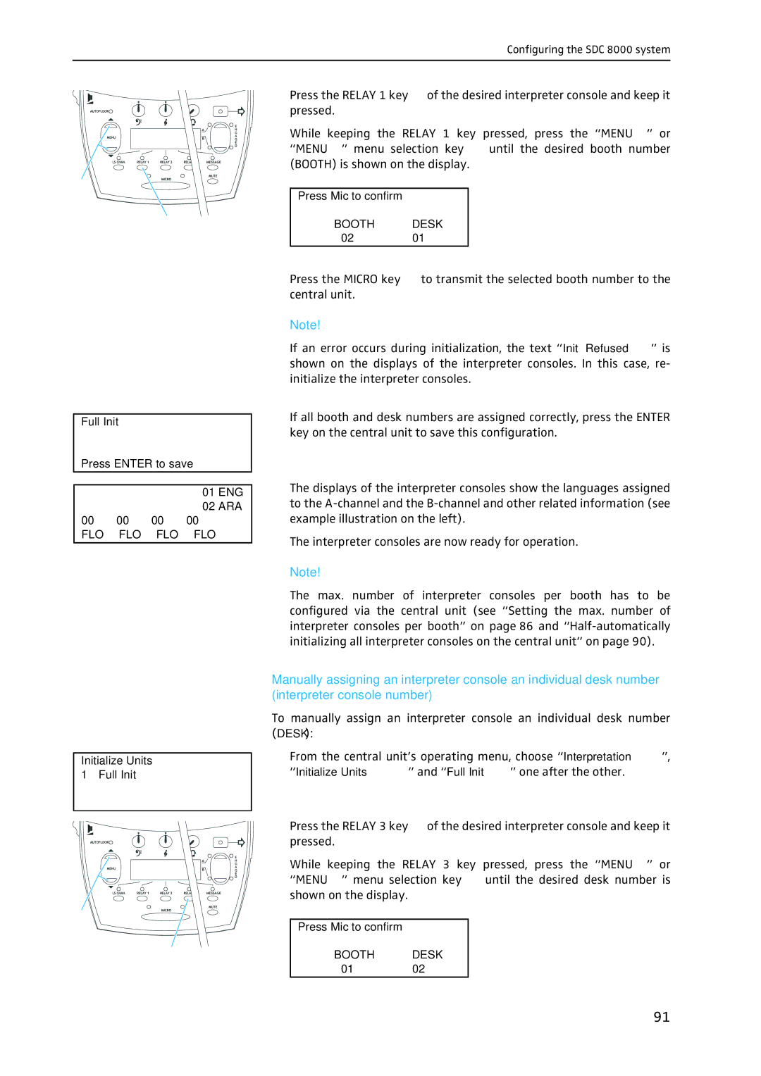 Sennheiser SDC 8000 system manual To transmit the selected booth number to 