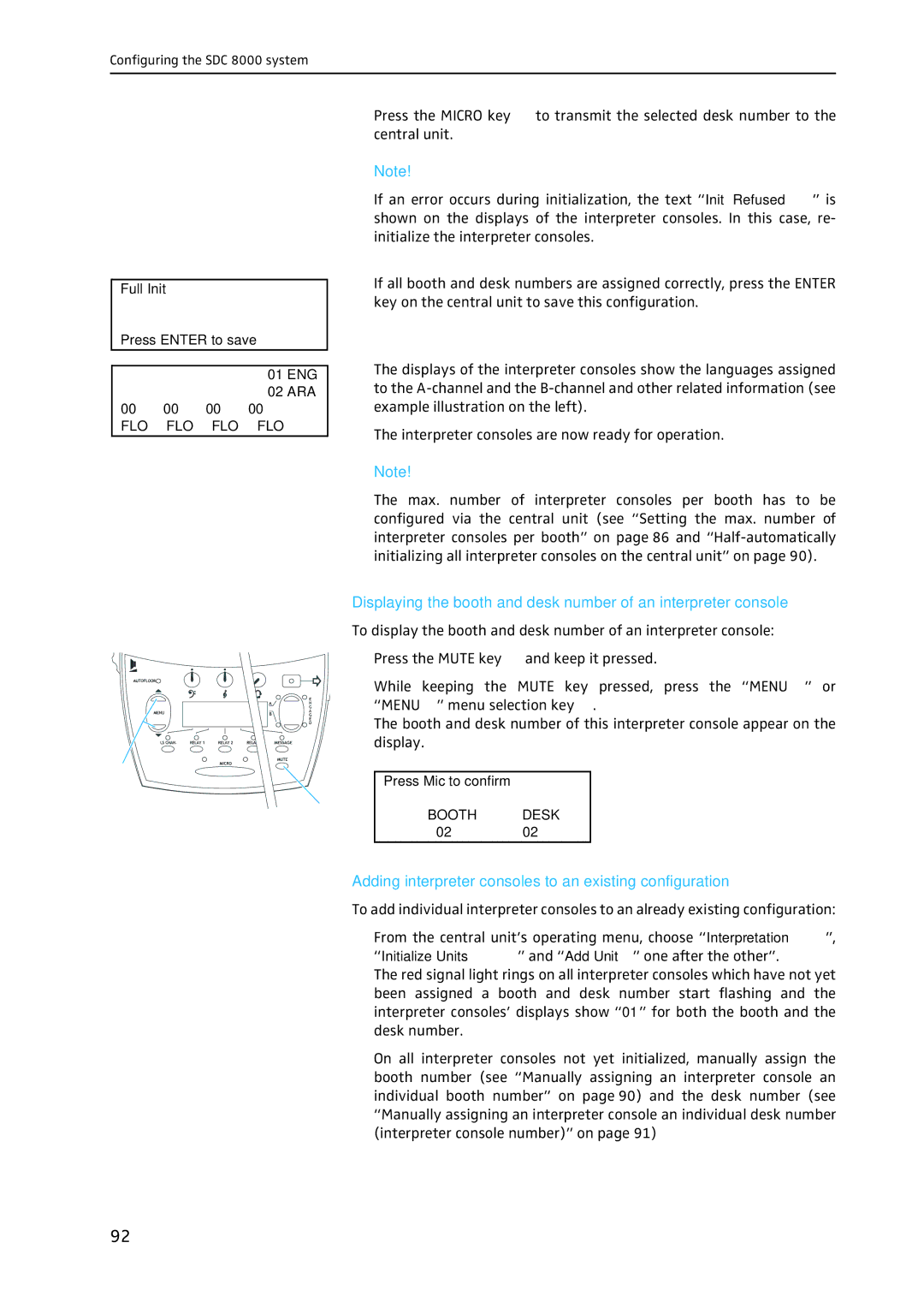 Sennheiser SDC 8000 system manual Adding interpreter consoles to an existing configuration 