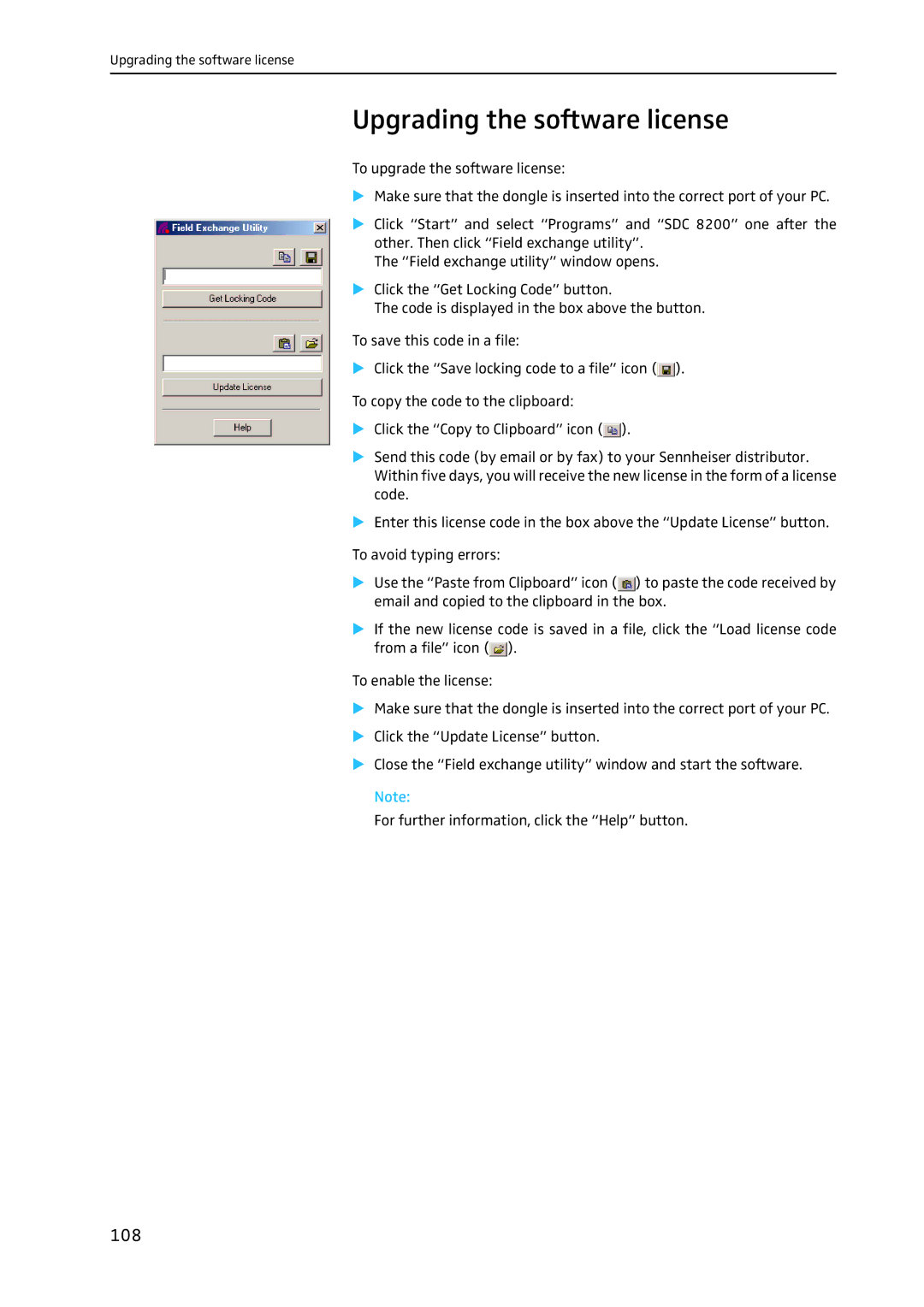 Sennheiser SDC 8200 SYS-M software manual Upgrading the software license 