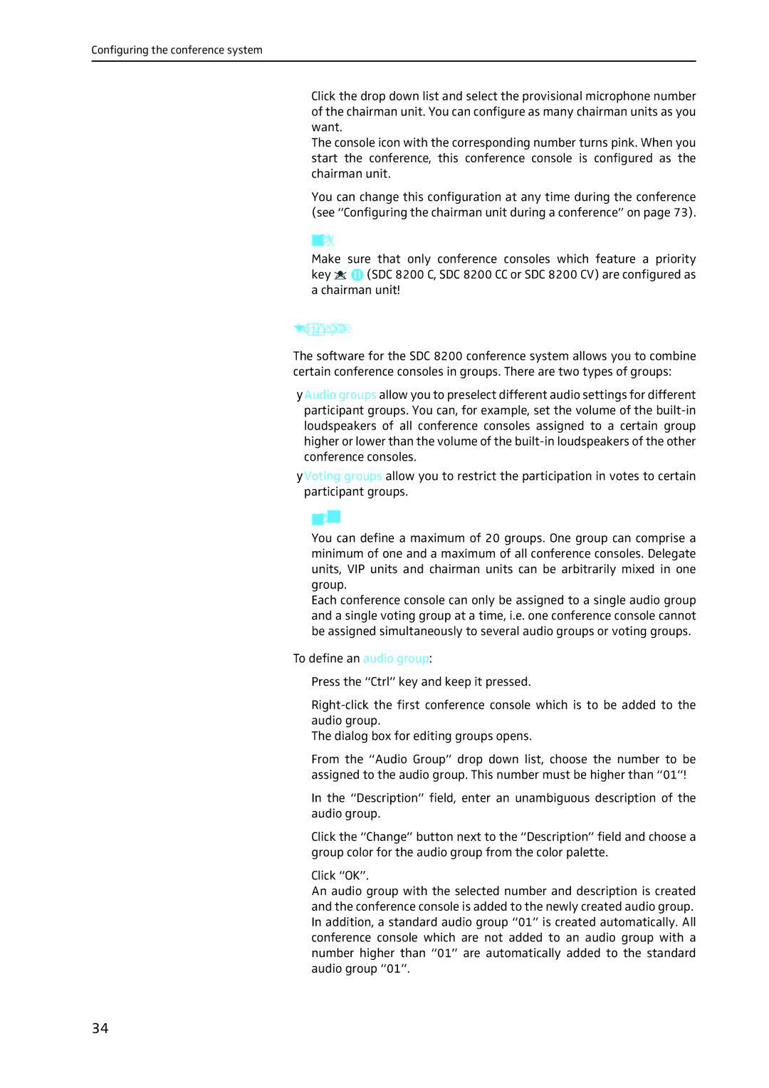 Sennheiser SDC 8200 SYS-M software manual Defining groups 