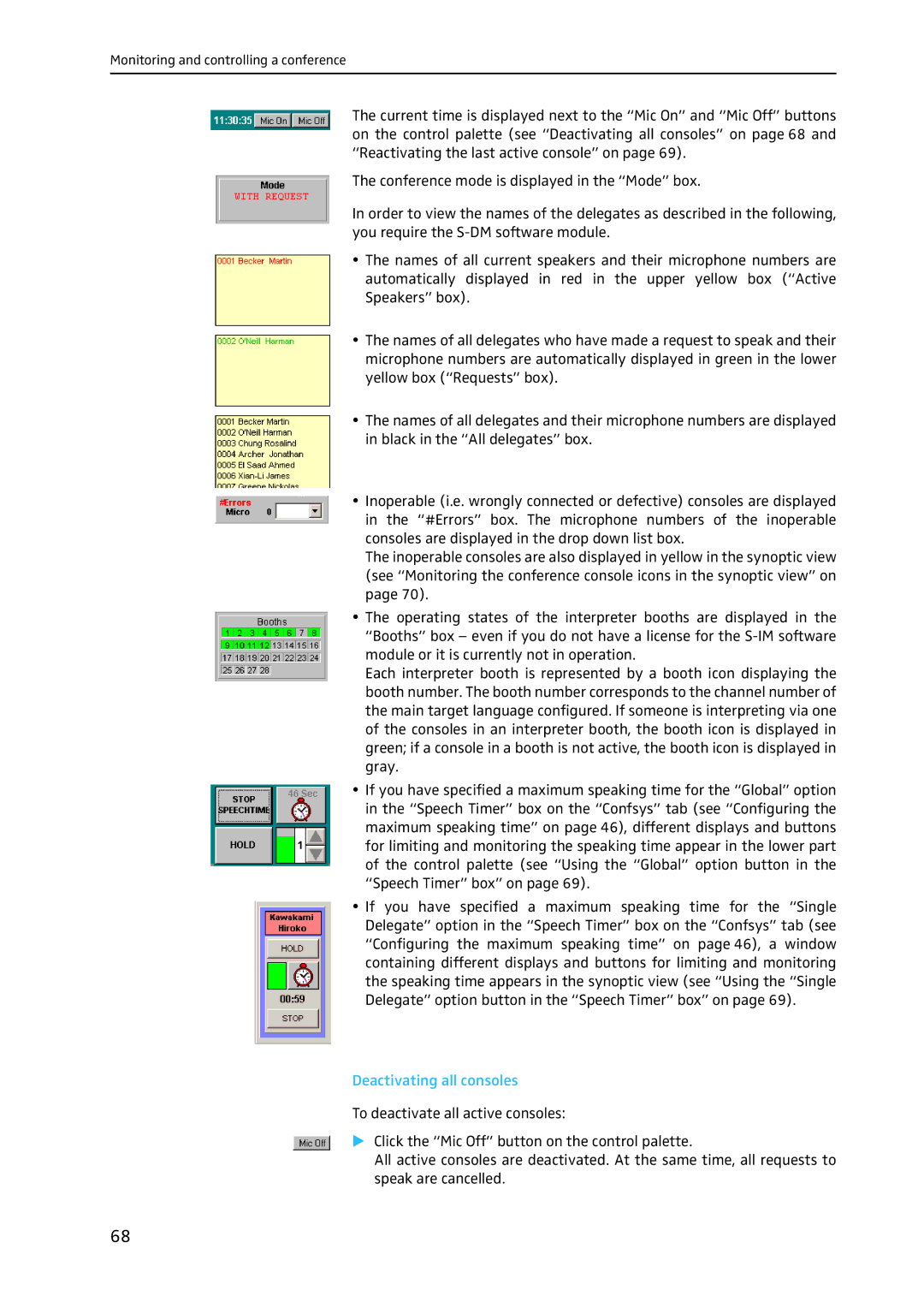 Sennheiser SDC 8200 SYS-M software manual Deactivating all consoles 