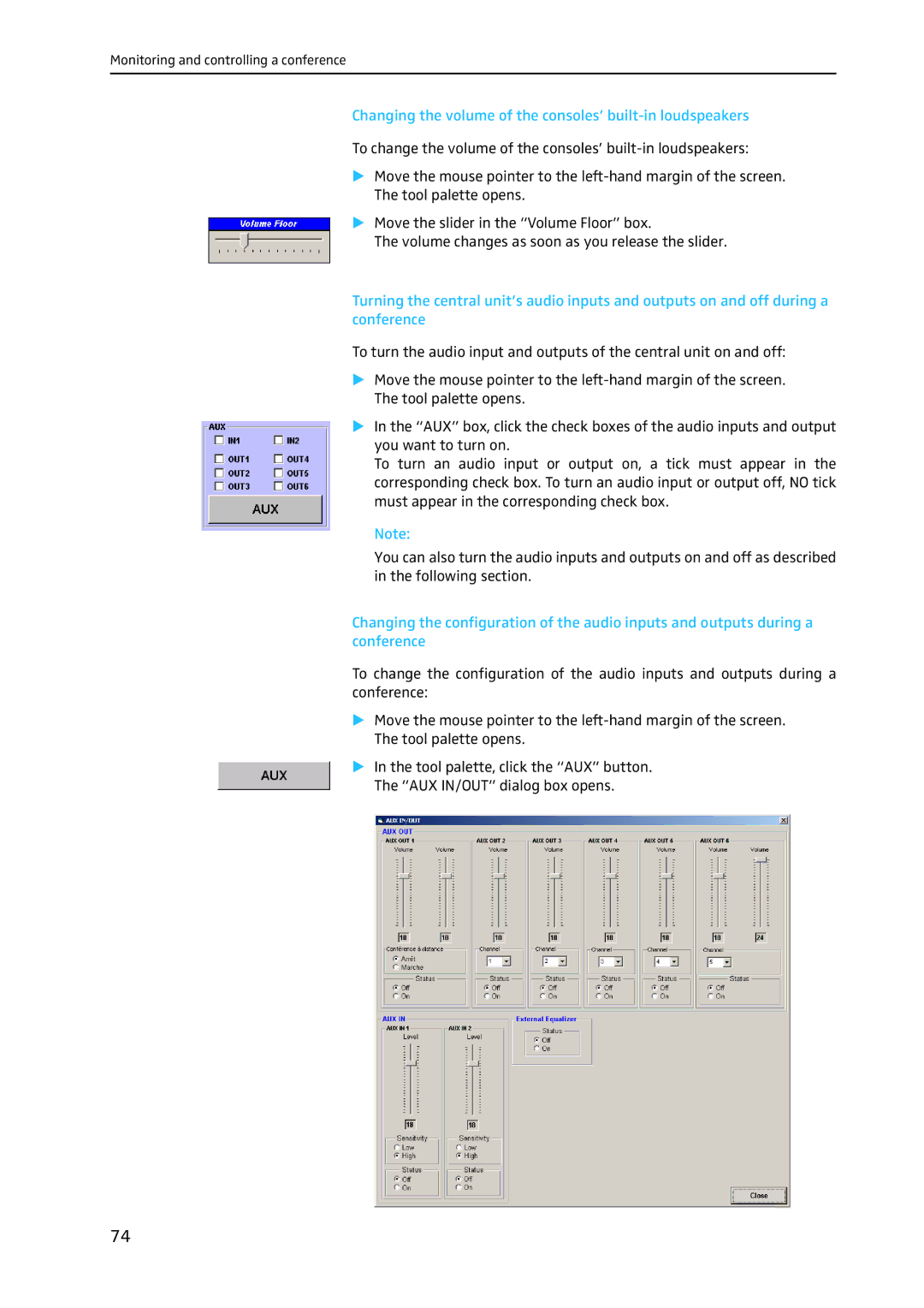 Sennheiser SDC 8200 SYS-M software manual Changing the volume of the consoles’ built-in loudspeakers 