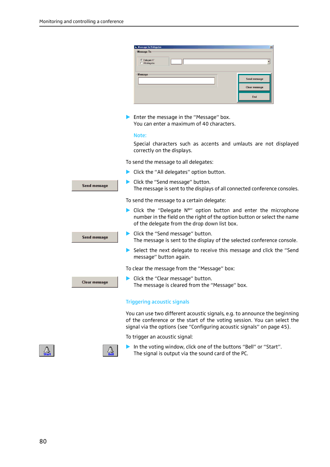 Sennheiser SDC 8200 SYS-M software manual Triggering acoustic signals 