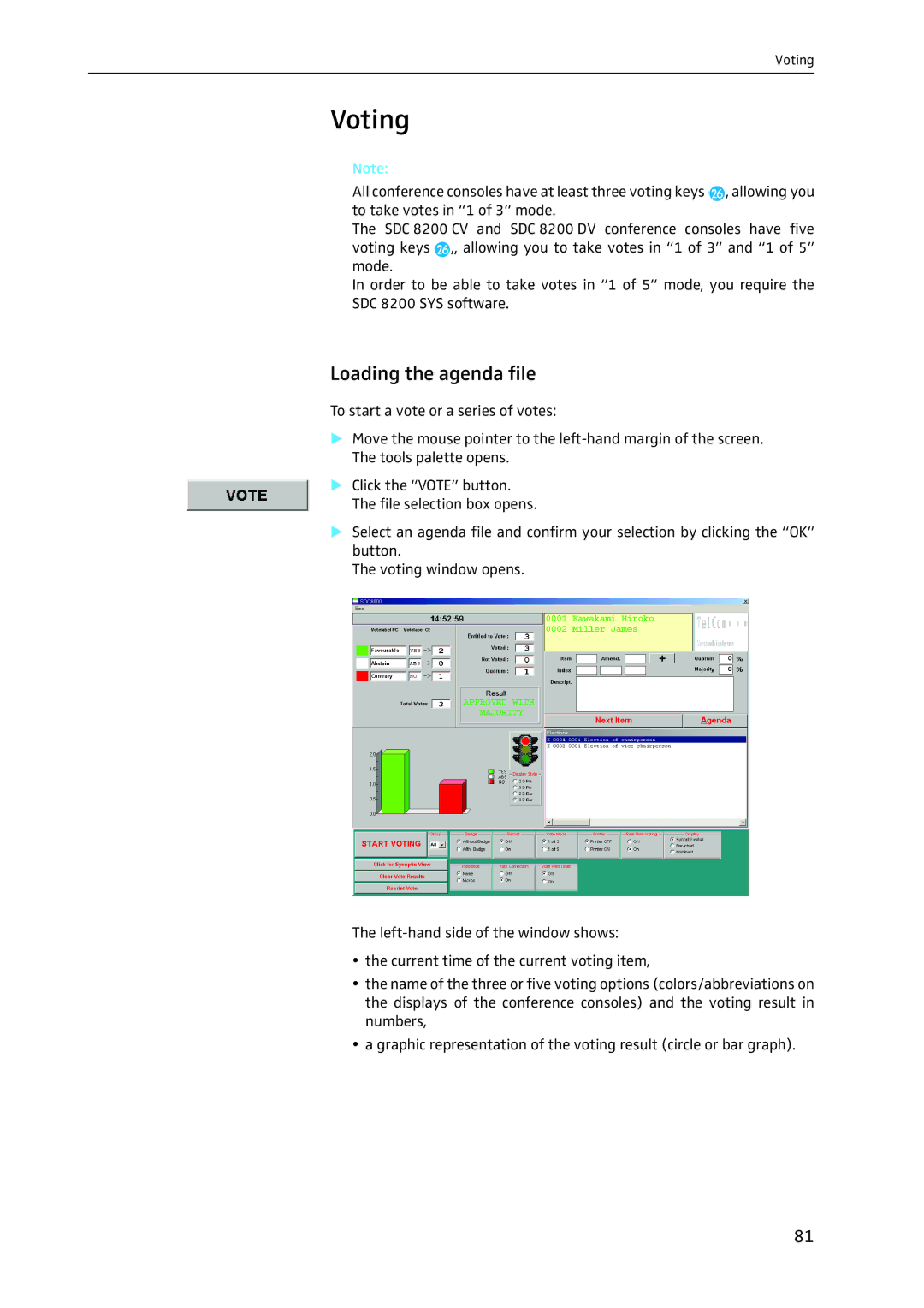 Sennheiser SDC 8200 SYS-M software manual Voting, Loading the agenda file 