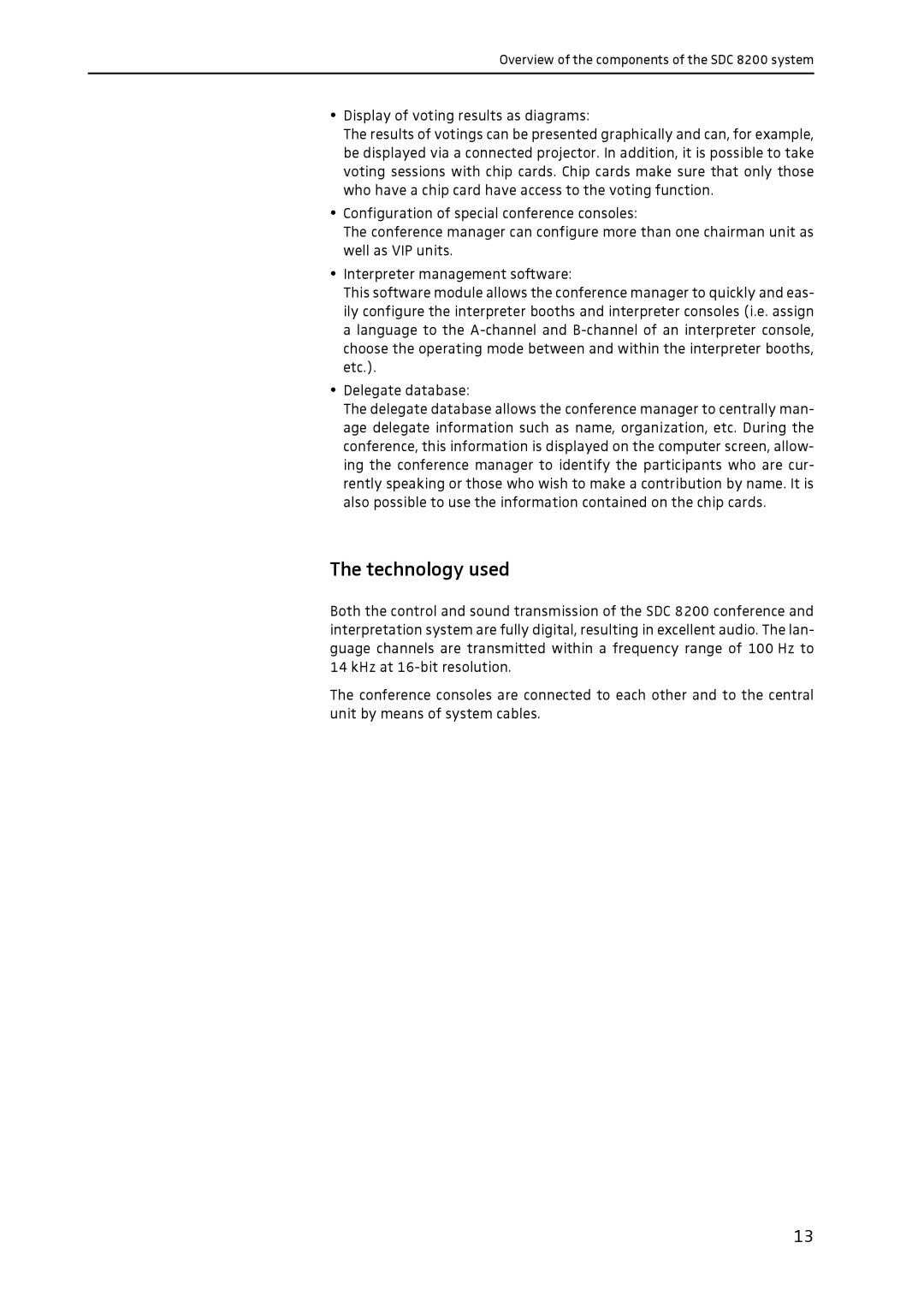 Sennheiser SDC 8200 system manual Technology used, Display of voting results as diagrams 